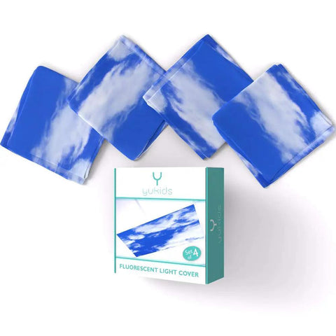 Fluorescent Light Covers For Classroom, Office, Hospital And Home, Calming Cloud Light Diffuser For Blue Light Protection, Glare Reduction, And Focus Enhancing Sensory Lighting (4 Pack)