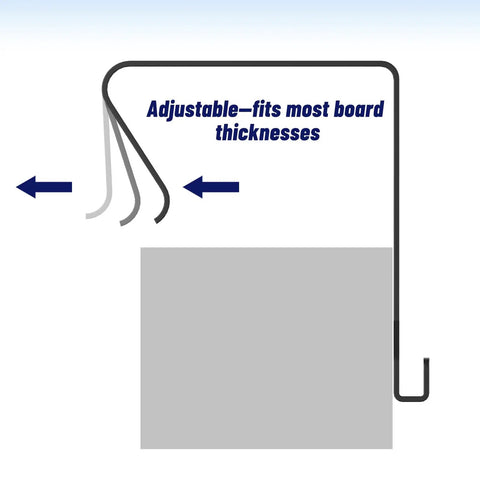 Diagram showing adjustable metal hanger for cubicle walls, part of 4 Pack Over The Door Hooks For Office Cubicles Durable Metal Hangers.