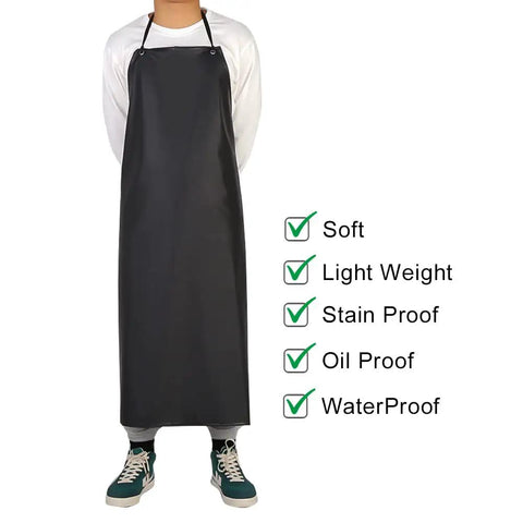 Heavy Duty Black PVC Apron For Kitchen And Workshop Chemical Resistant Waterproof Gear With Extra Long Straps Plus Size Three Pack Tough As Nails Protection No Sweat Cleanup