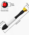 Handy Pin Vise Drill Set For Crafting And Jewelry Making, tiny twist drills dimensions shown, non-slip rubber grip, compact tool.