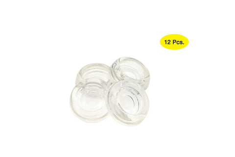 Heavy Duty Clear Glass Coasters Set Of 12, Non Slip Furniture Leg Pads For Hardwood Tile Carpet Floors, showing 4 coasters stacked.