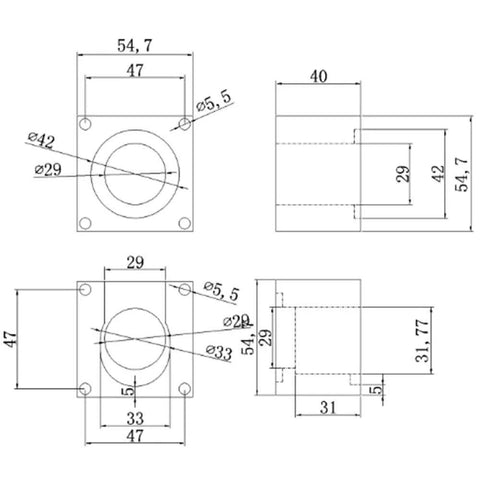 Nema23 stepper motor mounting bracket set, aluminum, 3 pcs with 12 screws for CNC routers and engraving machines