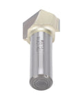 Solid 1/2 Inch Shank 90 Degree V Groove Router Bit Made With Tungsten Carbide for cutting MDF and plywood, front view.