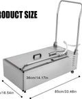 Heavy Duty 55L Commercial Deep Fryer Oil Filter Machine With 12 Min Pump For Restaurant Kitchen Stainless Steel Cooking Oil Filtration Cart System Supermarket Ready dimensions 85cm x 36cm x 42cm.