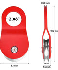 10 Ton Heavy Duty Offroad Snatch Block For Winches, 22,000 Lbs Capacity, Towing Pulley Block, Recovery Accessory For Trucks And Trailers, Compatible With Synthetic Rope Or Steel Cable Up To Two Fifths Inch Diameter, red steel, 10.2 inch