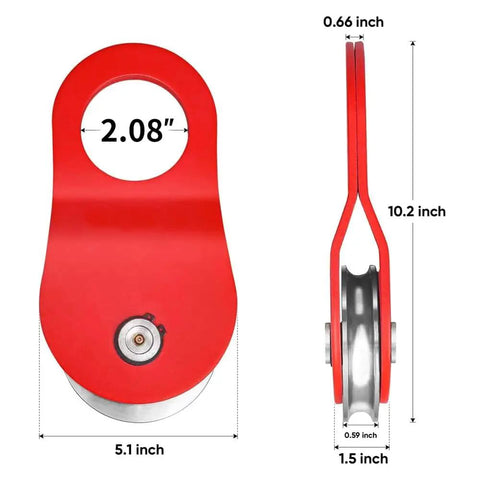 10 Ton Heavy Duty Offroad Snatch Block For Winches, 22,000 Lbs Capacity, Towing Pulley Block, Recovery Accessory For Trucks And Trailers, Compatible With Synthetic Rope Or Steel Cable Up To Two Fifths Inch Diameter, red steel, 10.2 inch