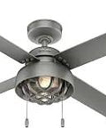 52 Inch Matte Silver Ceiling Fan With LED Light Kit For Indoor And Outdoor Use Dope Modern Industrial Style Quiet Whisper Wind Motor