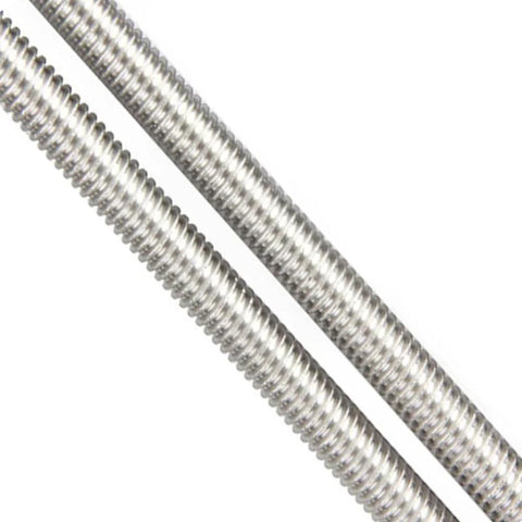 Two 16-inch fully threaded stainless steel rods, 1/2-inch diameter, 13 TPI, right-hand threads (304 stainless).
