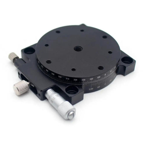 R-Axis Rotary Stage With 360-Degree Coarse Rotation And Fine-Tune Range Of Five Degrees Through A Micrometer Drive RS60-L