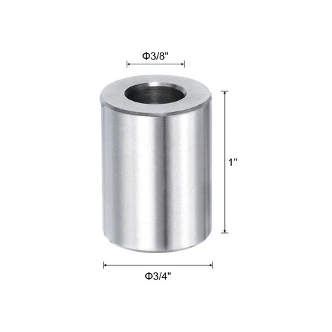 Heavy Duty Stainless Steel Spacer And Standoff With Three Eighths Inch Bore And Three Quarters Inch Outer Diameter One Inch Length For Three Eighths Inch Screws Bolts And Rods 304 Grade Plain Finish Corrosion Resistant And Durable.