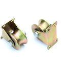 Heavy Duty Sliding Gate Roller Featuring U Groove Track Wheel Design For A Slick Ride On Inverted Tracks Galvanized Steel Caster viewed from side with mounting brackets.