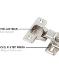 Soft Close Face Frame Concealed Cabinet Hinges 105 Degree Self Closing 6 Pack With Steel Nickel Plated Finish Built To Last For Durable Kitchen Cabinets And Custom Woodwork Silverline, highlighting steel material and nickel plated finish.