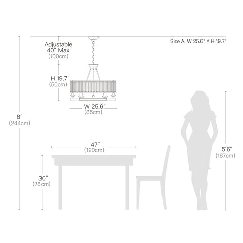Size diagram of Six Light Vintage Round Crystal Chandelier With Farmhouse Wagon Wheel Vibe Flush Mount Ceiling Light