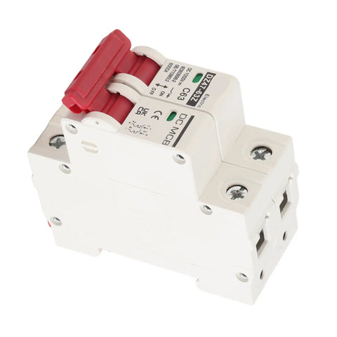 2 Pole Low Voltage Circuit Breaker With 6000A Break Capacity For DIN Rail Mount 63A DC 1000V Max Overload And Short Circuit Protection Quick Decoupling