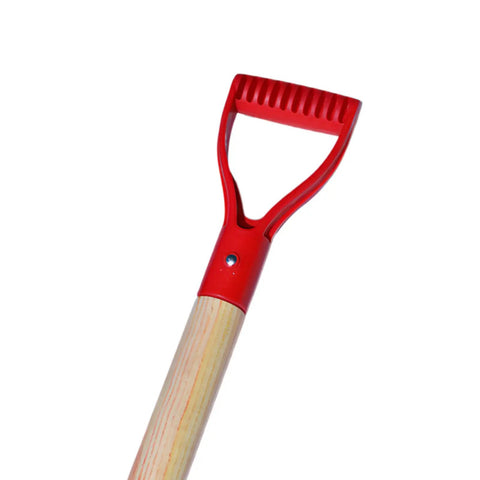 Long Wooden Garden Shovel Replacement Handle 46cm with red plastic grip for digging and DIY craft projects
