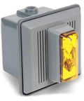 Bulletproof Heavy Duty Industrial Horn And Strobe Alert With Amber Lens 120Vac Visual Audible warning signal in gray housing.