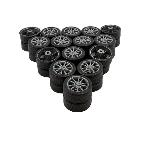 RC Car Wheel Set 30 Small Rubber Wheels With 15 Round Shafts Axles For RC Cars Trucks Robots DIY Model Toy Building Project Silver 2x16mm