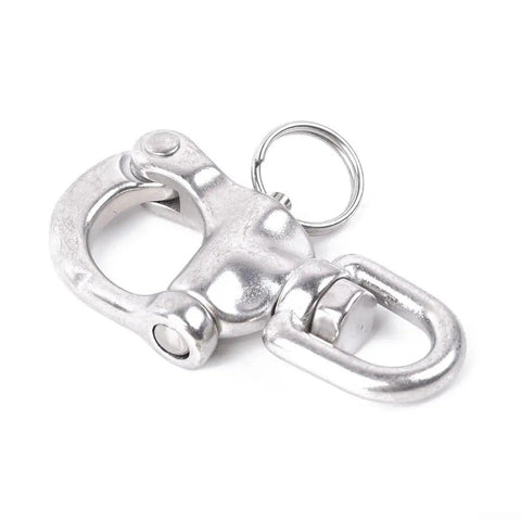 316 Stainless Steel Swivel Bail Snap Shackle Hook 70mm For Marine Rigging On Boats And Yachts Rock Solid Heavy Duty Silver, Rotates Freely To Prevent Line Twist, Safe Working Load Up To 700kg, Breaking Strength 1800kg, 70mm