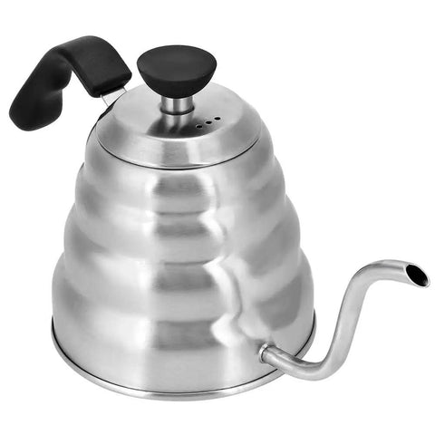 Gooseneck Coffee Kettle 304 Stainless Steel, 1200ml Capacity with Pro-Grade Pour Spout, ideal for home baristas, side view.