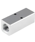 Heavy duty aluminum two way pneumatic manifold air distribution block with two inlets, two outlets, 5mm quick connects for compressors.