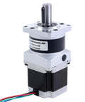 Beefy Torque Nema 23 Bipolar Stepper Motor With 5 To 1 Planetary Gearbox MG Series 54.5mm Length, shown with built-in shaft coupling