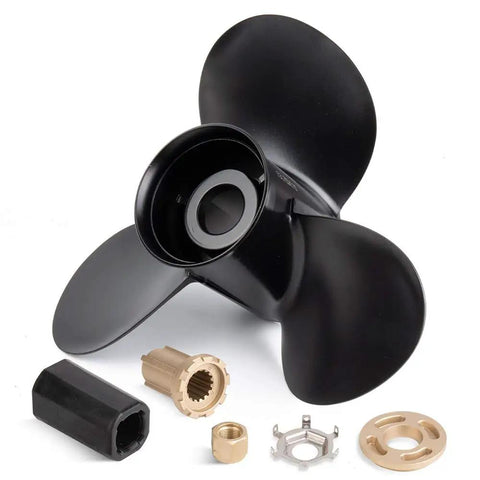 Beefed Up Aluminum Boat Propeller 13.25 X 17 Pitch Three Blade 15 Spline For Mercury Outboard Motors 60 75 90 100 115 HP With Hub Kits