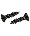 Kickass Quality 100 Pack Black Stainless Steel Wood Screws Flat Head Phillips Drive 8 X 1 2 Inch close-up view of screws.