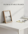 Sturdy Gold L Shaped Shelf Bracket Aluminum Mount For Wall And Desk Photo Frame Display low profile support shown on a desk