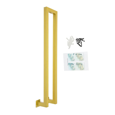 Heavy Duty N Shaped Wall Safety Grab Bar For Stairs And Porch Side Mount Iron Handle in gold color with installation accessories.