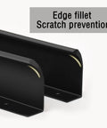 Close-up of Six Pack 50Mm Drawer Pulls Matte Black Aluminum Cabinet Handles with edge fillet for scratch prevention.
