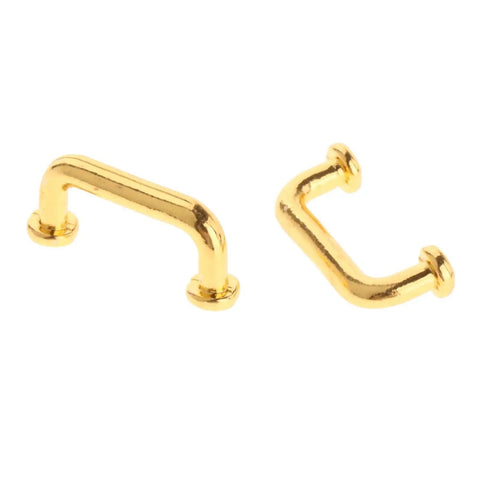 Gold Metal Mini Cabinet Knob Pulls Set, 1 To 12 Scale Dollhouse Furniture Hardware, Decorative Drawer Handles close-up view