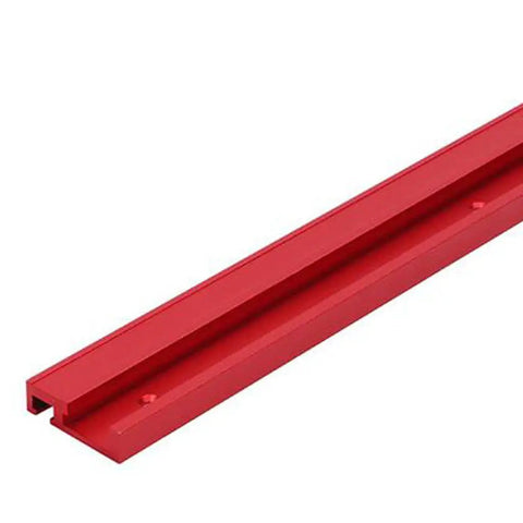 Premium Red Aluminum 600mm T Slot Miter Track With Scale For Precise Woodworking And DIY Projects, detailed view of red alloy track.