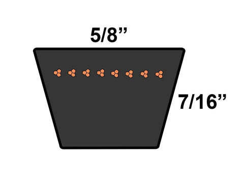Cross-section of Dura-Prime B177 V Belt 5/8 Inch by 180 Inch Heavy Duty Drive Belt showing width and structure.
