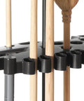 Close-up of the Garage Tool Tower Rack With Casters Organize Up To 40 Long Handled Tools Rakes Brooms Shovels Head Down Storage