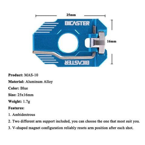 Archery Cushion Plunger And Arrow Rest Set With Ambidextrous Magnetic Rebound For Recurve Bow in blue aluminum with measurements