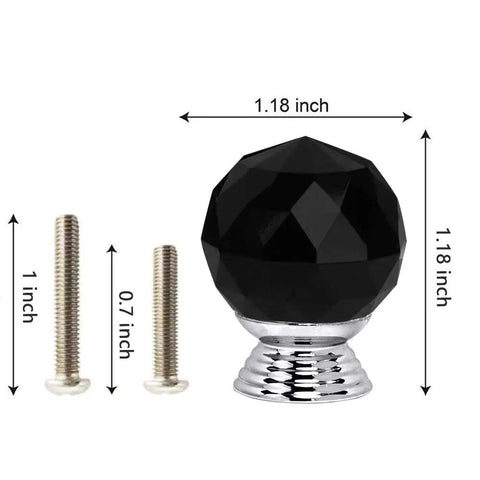 12 Pack Matte Black 30mm Crystal Glass Cabinet Knobs With Mounting Screws Heavy Duty Zinc Alloy Base Knockout Style For Kitchen Dresser Furniture Sweet Home Refresh No Sweat Install