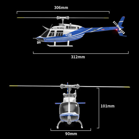 Dimensions of blue Beast Ready RC Helicopter For Adults And Beginners With 6CH 6 Axis Gyro Stability Altitude Hold C138 model.