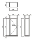 Dimensions of the Straight Up Heavy Duty Stationary Fire Extinguisher Cabinet Box with Secure Steel Door type 10 compatible.