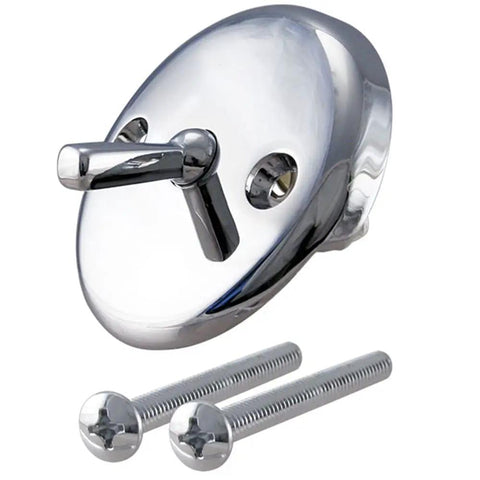 Durable Polished Chrome Trip Lever Overflow Plate With Screws 50 Pack Three Inch Eighth for Two Hole Waste Elbows and screws.
