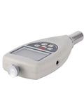 Straight Up Digital Shore Hardness Tester For Rubber And Plastic Using A D E Scale Types To Drop Crisp Testing Numbers Fast Inside A Slick Zero Hassle Handheld Meter at an angle showing buttons and display.