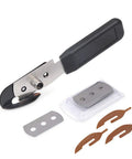 Slick Vinyl Wrap Cutting Knife With Hidden Stainless Blade And PTFE Coated Handle For Smooth Car Tinting And Backing Paper Trimming Includes Hella Tough Replacement Parts, tool and replacement blades view.