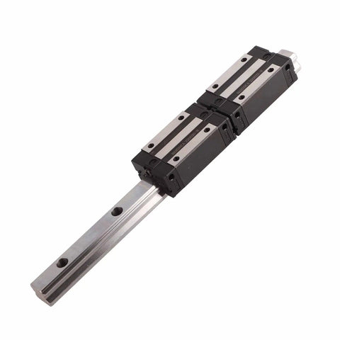 Precision HGR20 Linear Rail And Slide Set With Dual Bearings for Silky smooth CNC builds showing aluminum rail and dual carriages.