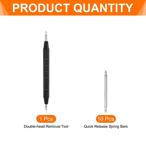 10 Pack Quick Release Spring Bars for Watches 21mm Wide and 1.8mm Diameter Pins Replacement Kit With Removal Tool for Easy Strap Swaps