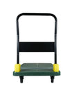 Tough As Nails Foldable Push Cart Dolly, green flatbed with black handles, designed for moving heavy items effortlessly.