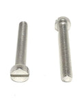 Top Shelf M5 X35 Stainless Steel Slotted Cheese Head Machine Screws Din84 A2-70 Heavy Duty Fasteners Pack Of 25 showing two screws.