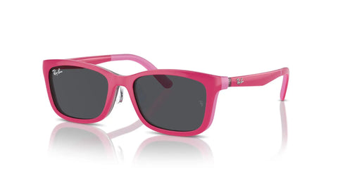 Kid Friendly Clip On Sunglasses For RY1626D Frames Pink On Red Rim With Dark Grey Lenses 49mm Unisex Rectangular Eyewear Accessory