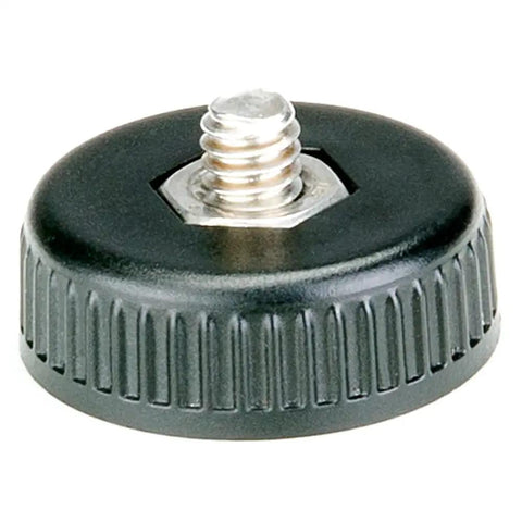 Black and silver circular magnetic base attachment with ribbed grip and threaded screw for devices.