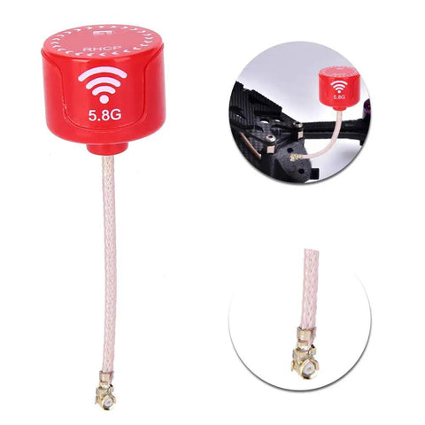 Beefy 5.8GHz 3dBi LHCP and RHCP UFL Antenna for FPV Drones, red color, compact with low feeder loss, directional high gain