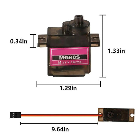 Dimensions of MG90S micro servo from 12 Pack 9G Micro Servo Motors 360 Degree Geared For Raspberry Pi Projects RC Cars Drones Planes