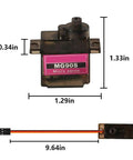 MG90S micro servo with dimensions shown, part of Dope 4 Pack Micro Servo Motors 9G Geared RC Servos For DIY Robots And RC Projects